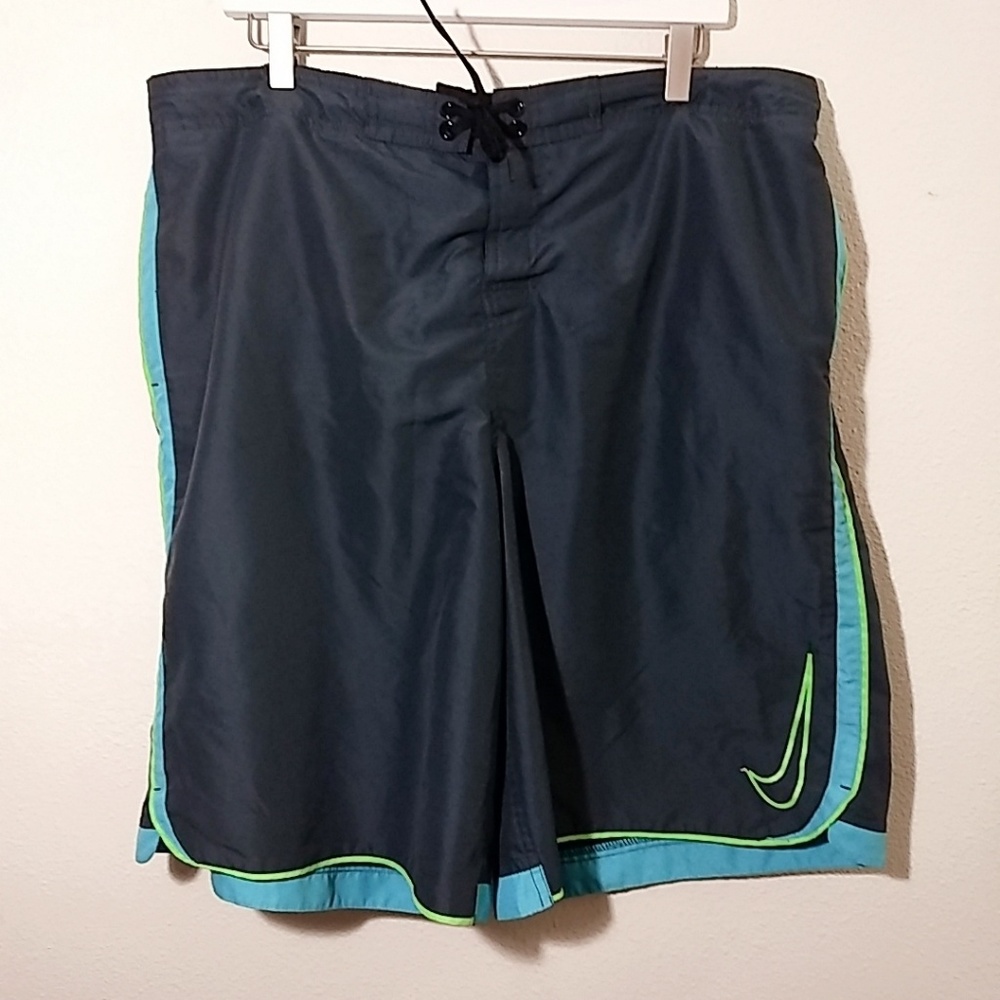 Nike Gray, Blue, & Green Swim Trunks XXL
